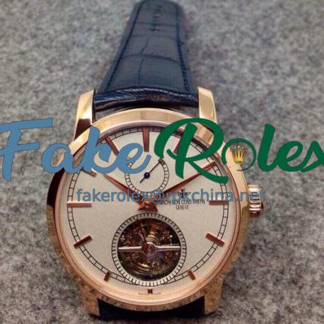 Replica Vacheron Constantin Patrimony Tourbillon Rose Gold White Dial Swiss Tourbillon