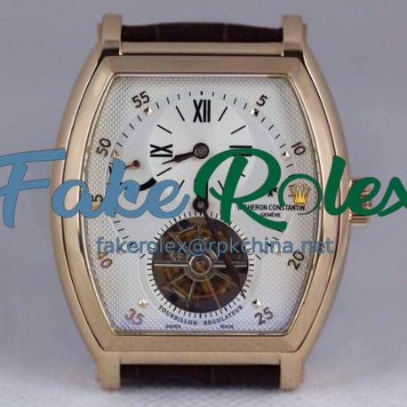 Replica Vacheron Constantin Malte Regulator Tourbillon Rose Gold White Dial Swiss Tourbillon