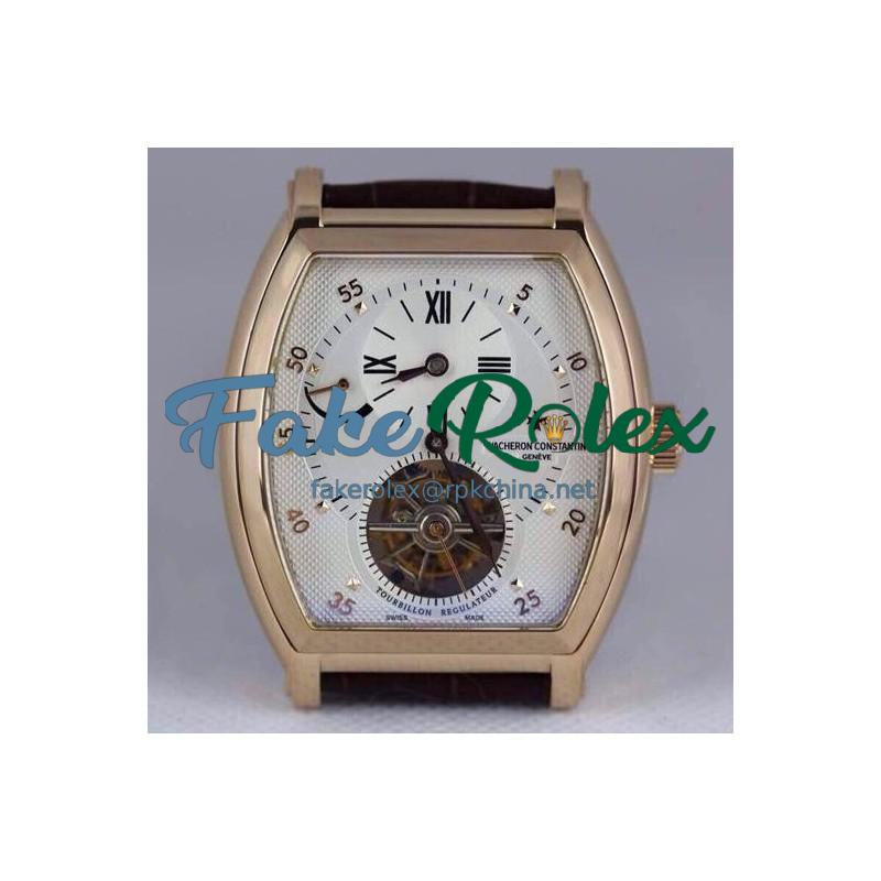 Replica Vacheron Constantin Malte Regulator Tourbillon Rose Gold White Dial Swiss Tourbillon