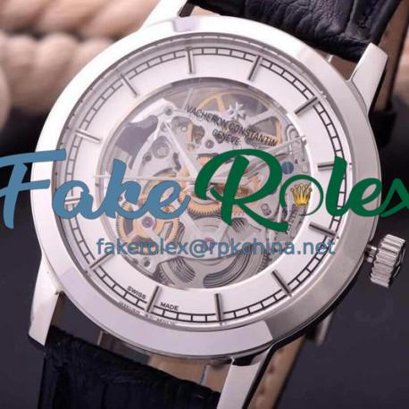 Replica Vacheron Constantin Patrimony Stainless Steel Skeleton & White Dial Swiss 2824