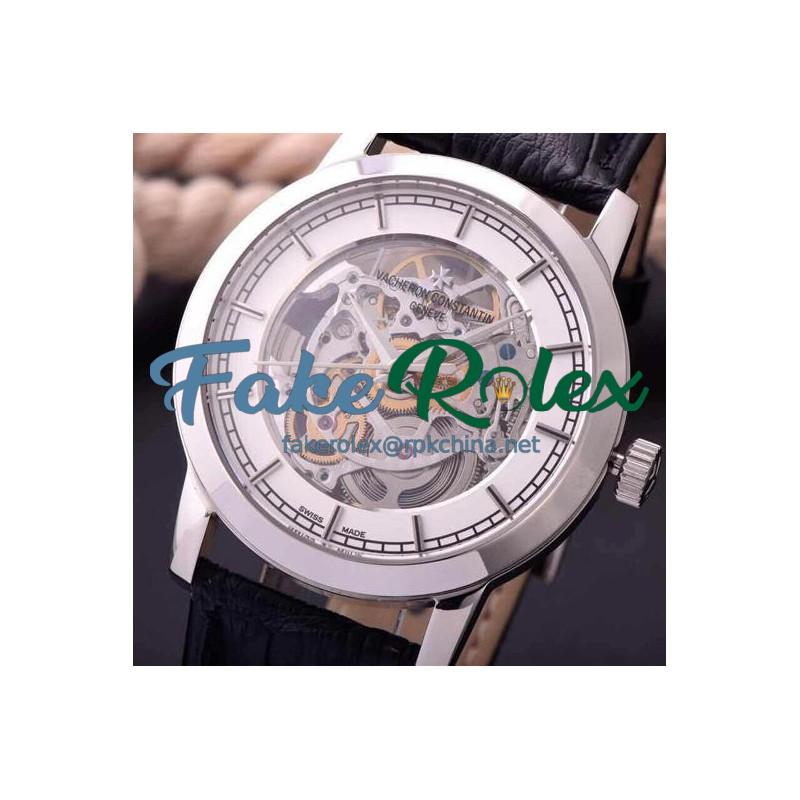 Replica Vacheron Constantin Patrimony Stainless Steel Skeleton & White Dial Swiss 2824