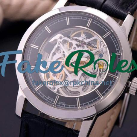 Replica Vacheron Constantin Patrimony Stainless Steel Skeleton & Black Dial Swiss 2824