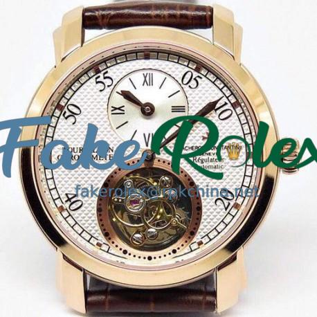 Replica Vacheron Constantin Patrimony Carrousel Tourbillon Rose Gold White Dial Swiss Carrousel Tourbillon