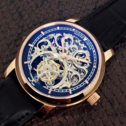 Replica Vacheron Constantin Patrimony Tourbillon Rose Gold Skeleton & Black Dial Swiss Tourbillon