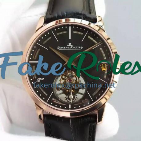 Replica Jaeger-LeCoultre Master Ultra Thin Tourbillon Rose Gold Black Dial Swiss Tourbillon