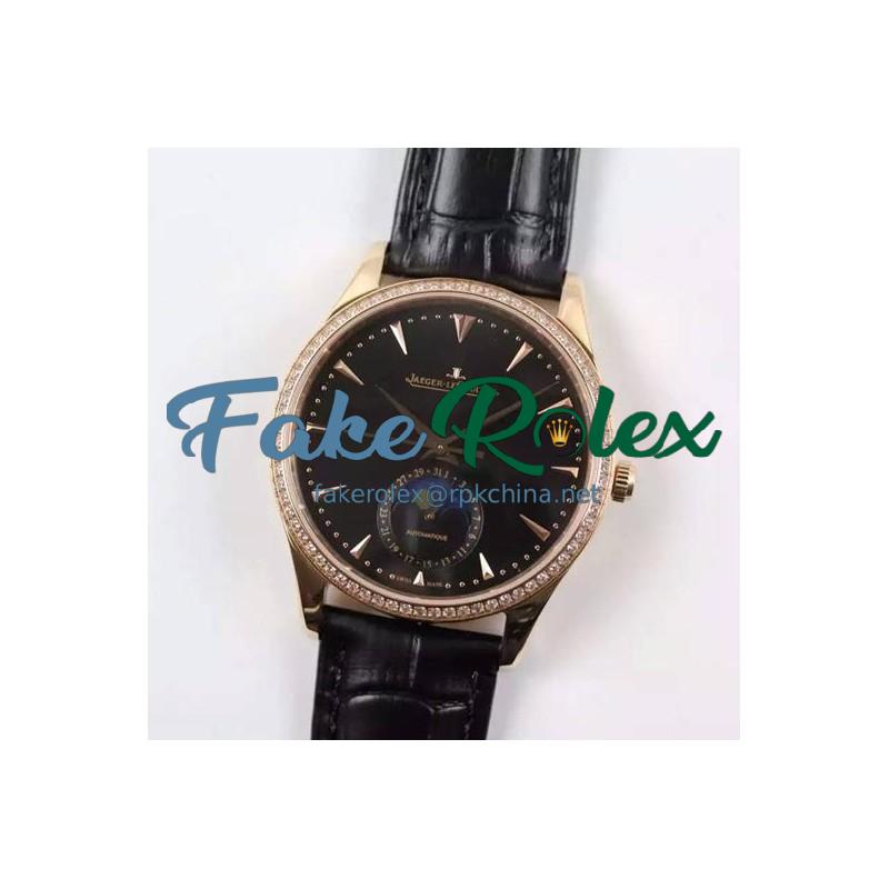 Replica Jaeger-LeCoultre Master Ultra Thin Moon Rose Gold Black Dial Swiss JLC 925