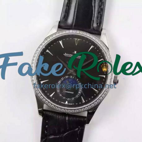 Replica Jaeger-LeCoultre Master Ultra Thin Moon Stainless Steel Black Dial Swiss JLC 925