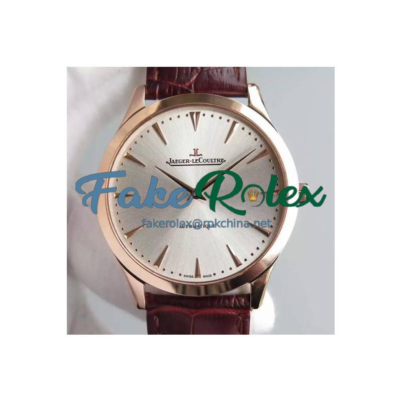 Replica Jaeger-LeCoultre Master Ultra Thin Rose Gold Silver Dial Swiss JLC 898C