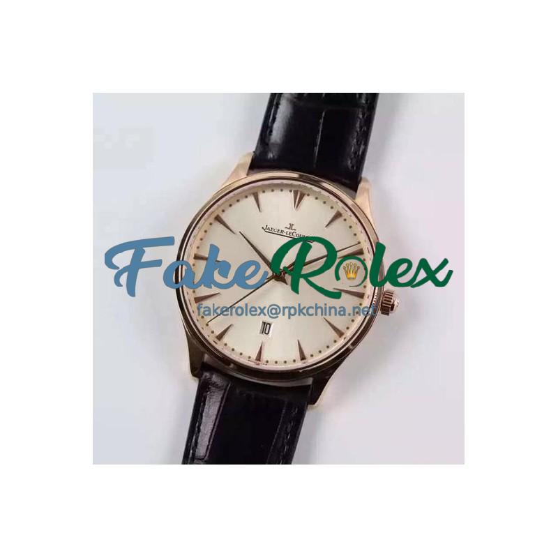 Replica Jaeger-LeCoultre Master Ultra Thin Date Rose Gold White Dial Swiss JLC 899