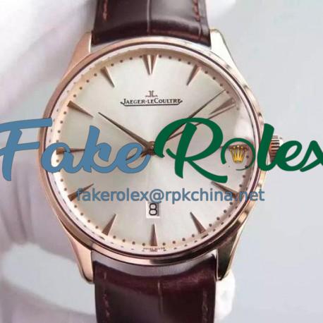 Replica Jaeger-LeCoultre Master Ultra Thin Date Rose Gold Silver Dial Swiss JLC 899