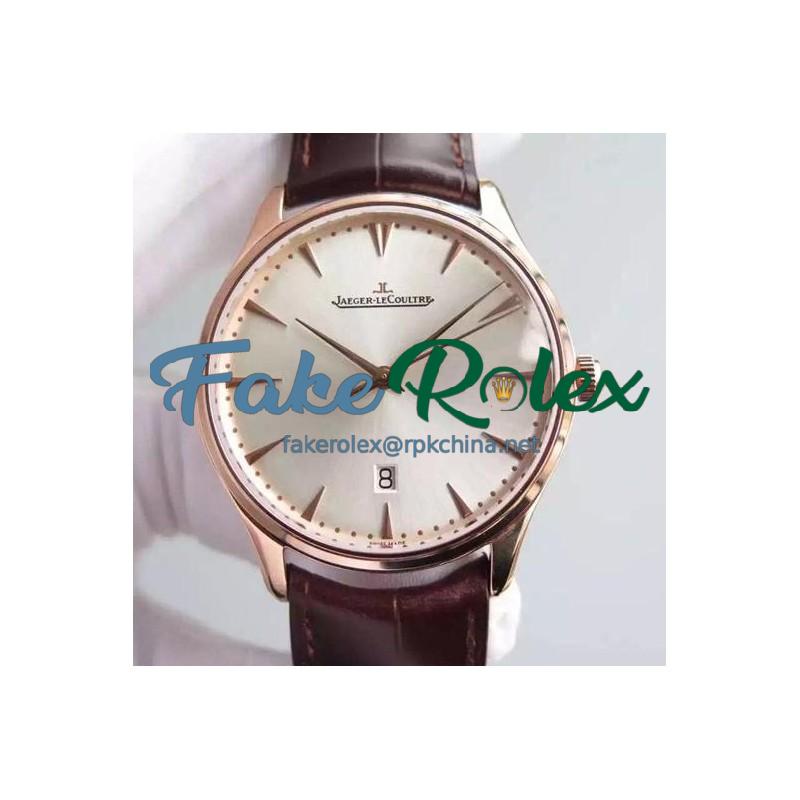 Replica Jaeger-LeCoultre Master Ultra Thin Date Rose Gold Silver Dial Swiss JLC 899