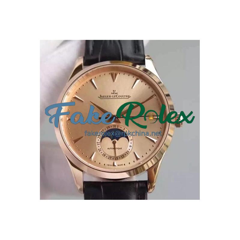 Replica Jaeger-LeCoultre Master Ultra Thin Moon Rose Gold Gold Dial Swiss JLC 925