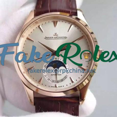 Replica Jaeger-LeCoultre Master Ultra Thin Moon Rose Gold Silver Dial Swiss JLC 925