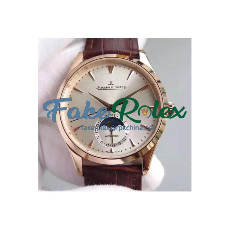 Replica Jaeger-LeCoultre Master Ultra Thin Moon Rose Gold Silver Dial Swiss JLC 925