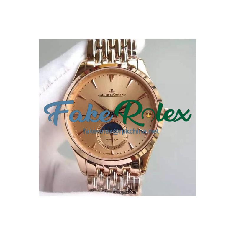 Replica Jaeger-LeCoultre Master Ultra Thin Moon Rose Gold Gold Dial Swiss JLC 925