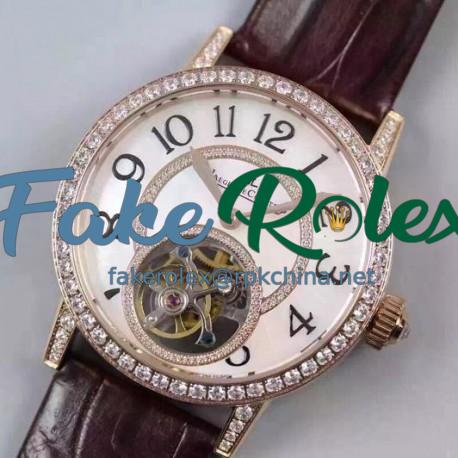 Replica Jaeger-LeCoultre Rendez Vous Tourbillon Ladies Rose Gold & Diamonds Pearl Dial Swiss Tourbillon