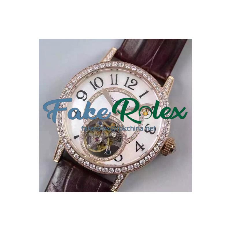 Replica Jaeger-LeCoultre Rendez Vous Tourbillon Ladies Rose Gold & Diamonds Pearl Dial Swiss Tourbillon