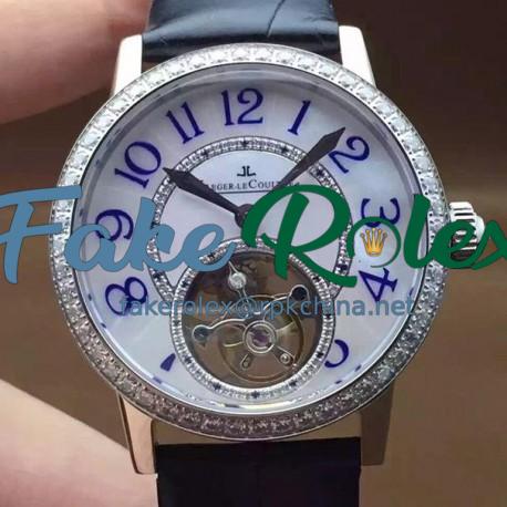 Replica Jaeger-LeCoultre Rendez Vous Tourbillon Ladies Stainless Steel & Diamonds Pearl Dial Swiss Tourbillon