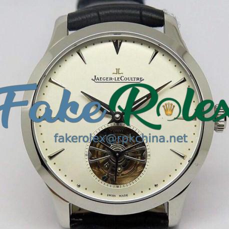 Replica Jaeger-LeCoultre Master Ultra Thin Tourbillon Stainless Steel  White Dial Swiss Tourbillon