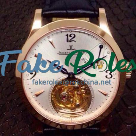 Replica Jaeger-LeCoultre Master Grande Tradition Tourbillon Rose Gold  White Dial Swiss Tourbillon