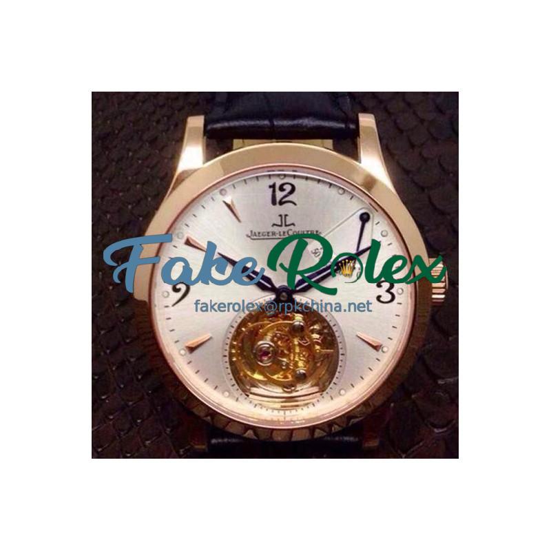 Replica Jaeger-LeCoultre Master Grande Tradition Tourbillon Rose Gold  White Dial Swiss Tourbillon