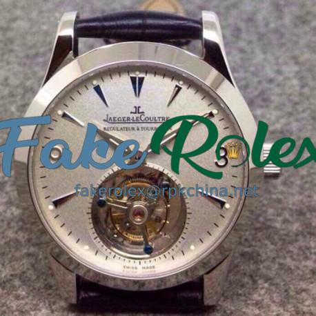 Replica Jaeger-LeCoultre Master Ultra Thin Tourbillon Stainless Steel  White Dial Swiss Tourbillon