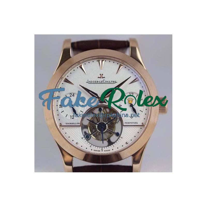 Replica Jaeger-LeCoultre Master Grande Tradition Tourbillon Rose Gold White Dial Swiss Tourbillon