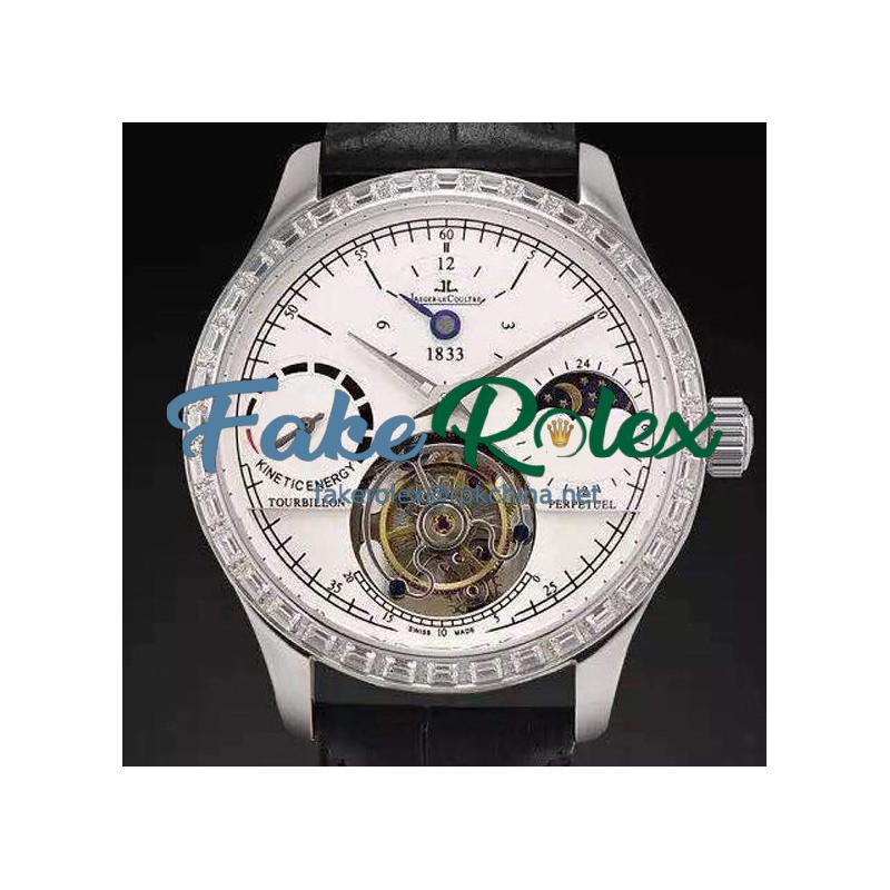 Replica Jaeger-LeCoultre Master Grande Tradition Tourbillon Stainless Steel & Diamonds White Dial Swiss Tourbillon