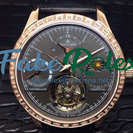 Replica Jaeger-LeCoultre Master Grande Tradition Tourbillon Rose Gold & Diamonds Black Dial Swiss Tourbillon