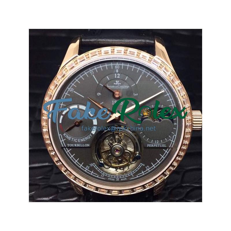 Replica Jaeger-LeCoultre Master Grande Tradition Tourbillon Rose Gold & Diamonds Black Dial Swiss Tourbillon