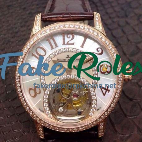 Replica Jaeger-LeCoultre Rendez Vous Tourbillon Rose Gold & Diamonds Diamonds & Pearl Dial Swiss Tourbillon