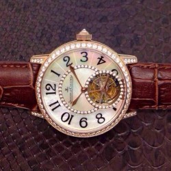 Replica Jaeger-LeCoultre Rendez Vous Tourbillon Rose Gold & Diamonds Diamonds & Pearl Dial Swiss Tourbillon