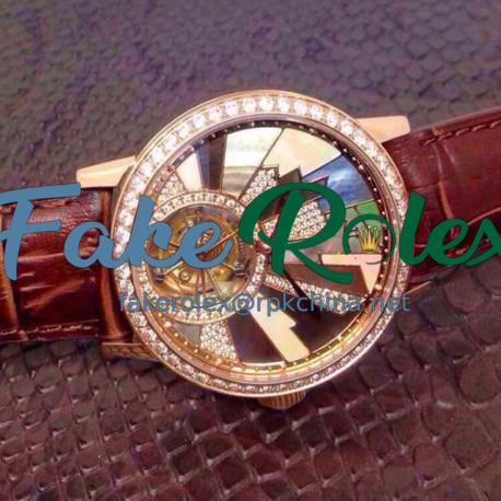 Replica Jaeger-LeCoultre Rendez Vous Tourbillon Rose Gold Diamonds & Pearl Dial Swiss Tourbillon