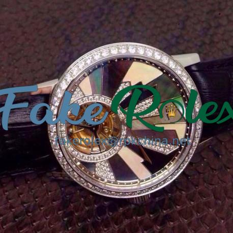 Replica Jaeger-LeCoultre Rendez Vous Tourbillon Stainless Steel & Diamonds Diamonds & Pearl Dial Swiss Tourbillon