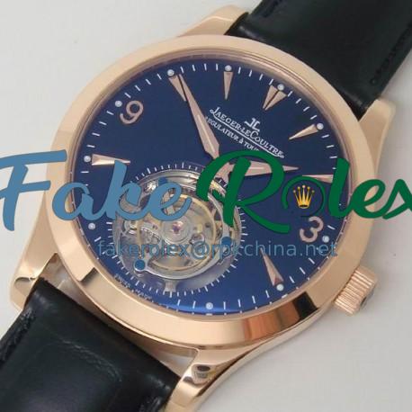 Replica Jaeger-LeCoultre Master Ultra Thin Tourbillon Rose Gold Black Dial Swiss Tourbillon