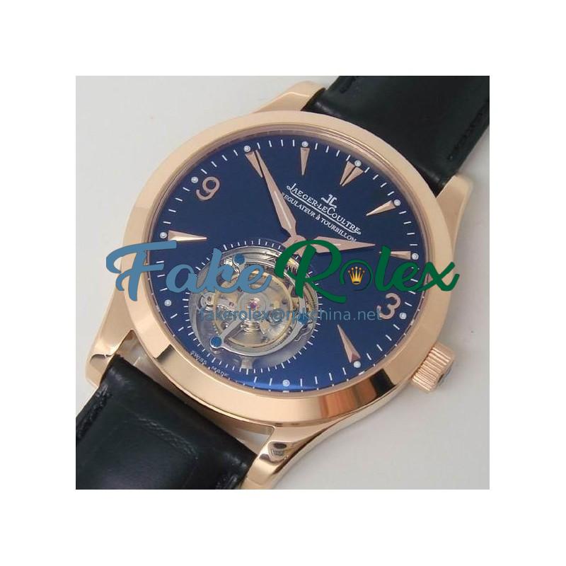 Replica Jaeger-LeCoultre Master Ultra Thin Tourbillon Rose Gold Black Dial Swiss Tourbillon