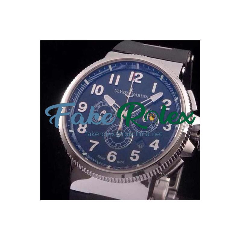 Replica Ulysse Nardin Marine Chronograph Stainless Steel Arabian Numbers Black Dial Swiss 7750