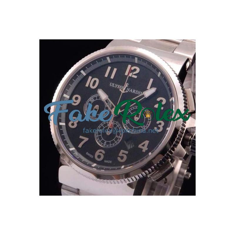 Replica Ulysse Nardin Marine Chronograph Stainless Steel Arabian Numbers Black Dial Swiss 7750