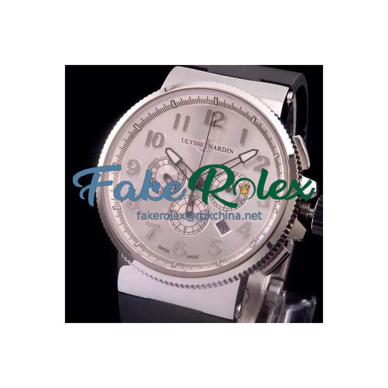 Replica Ulysse Nardin Marine Chronograph Stainless Steel Arabian Numbers White Dial Swiss 7750