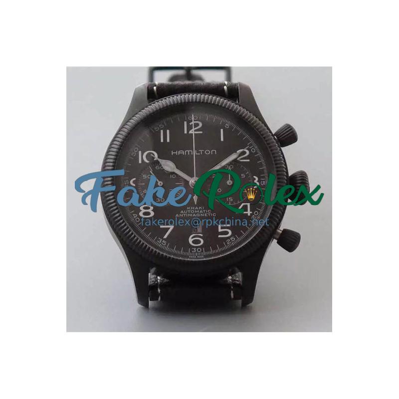 Replica Hamilton Khaki Pilot Pioneer PVD Black Dial Swiss 7750