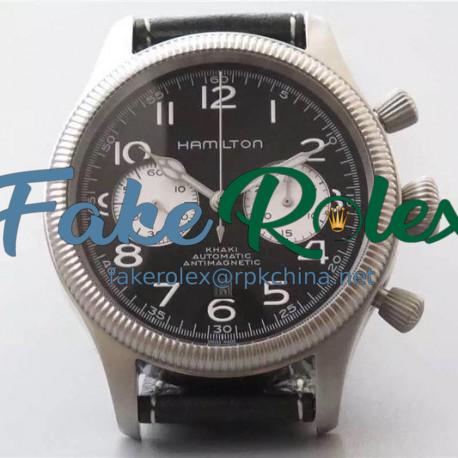 Replica Hamilton Khaki Pilot Pioneer Stainless Steel Black & White Dial Swiss 7750