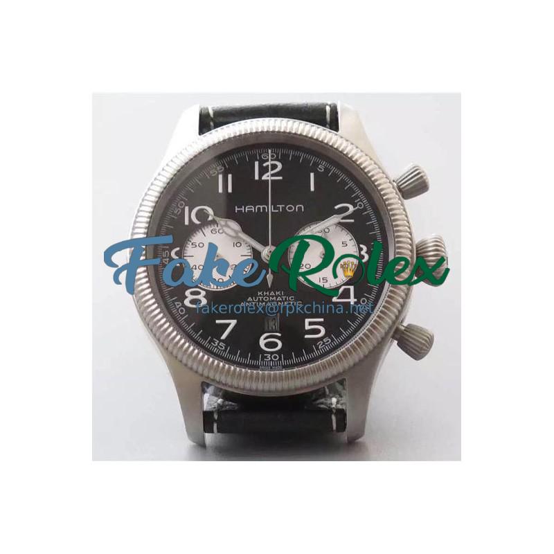 Replica Hamilton Khaki Pilot Pioneer Stainless Steel Black & White Dial Swiss 7750