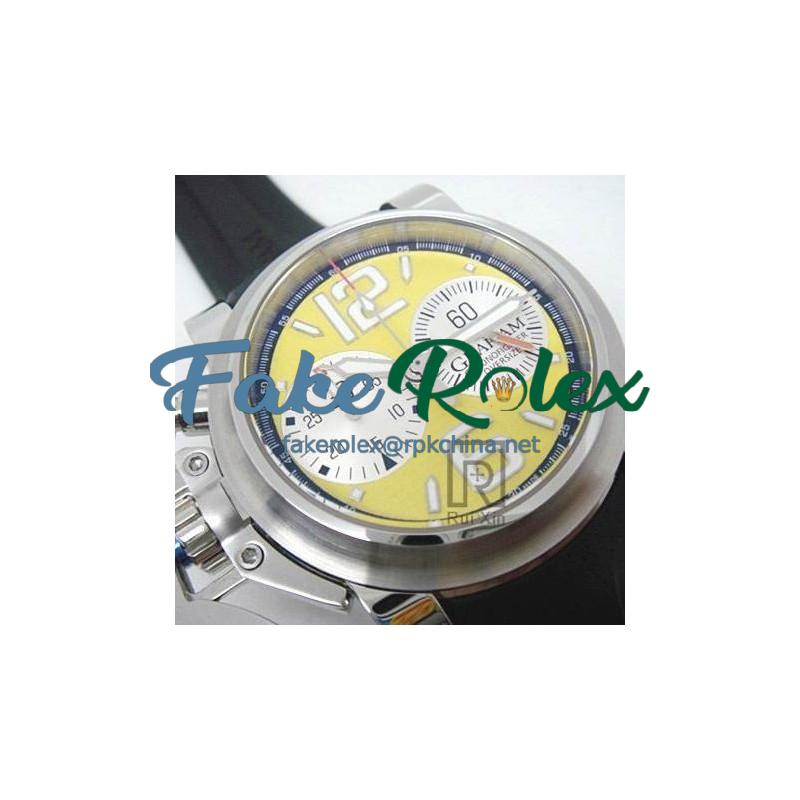 Replica Graham Chronofighter Oversize Stainless Steel Yellow Dial Swiss 7750