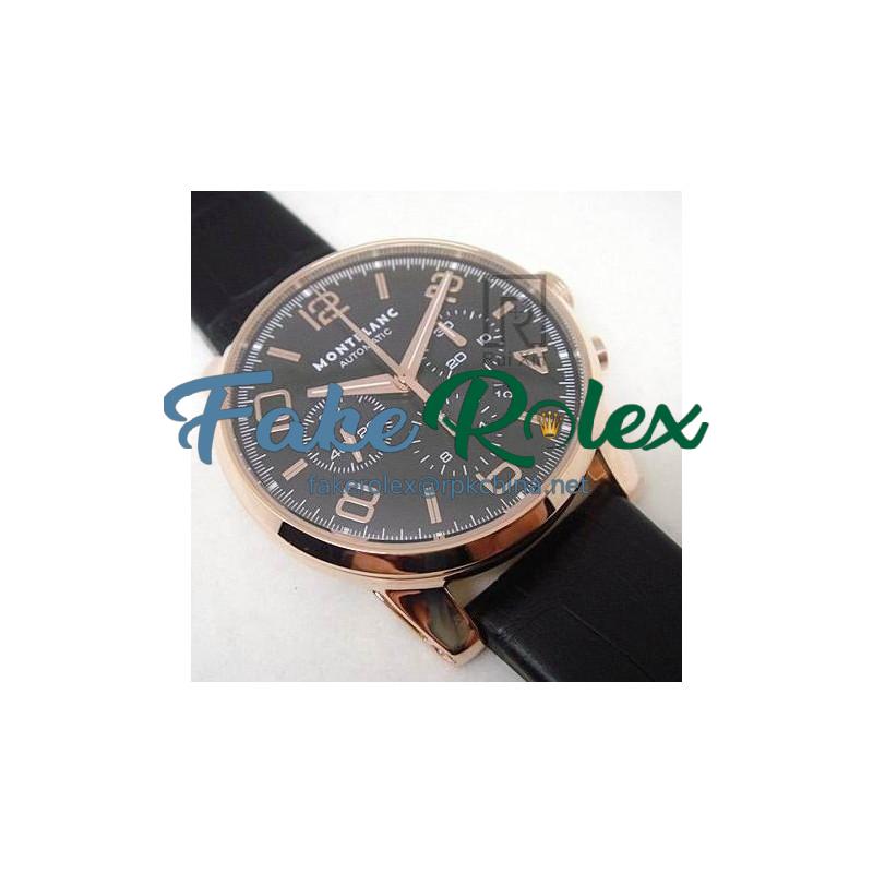 Replica Montblanc Timewalker Chronograph Rose Gold Rose Gold Markers Black Dial Swiss 7750