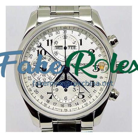 Replica Longines Conquest Classic Chronograph Moonphase Stainless Steel White Dial Swiss 7751