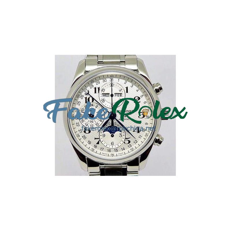 Replica Longines Conquest Classic Chronograph Moonphase Stainless Steel White Dial Swiss 7751