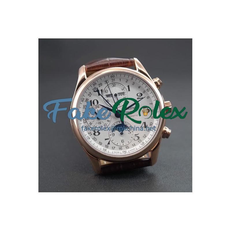 Replica Longines Conquest Classic Chronograph Moonphase Rose Gold White Dial Swiss 7751