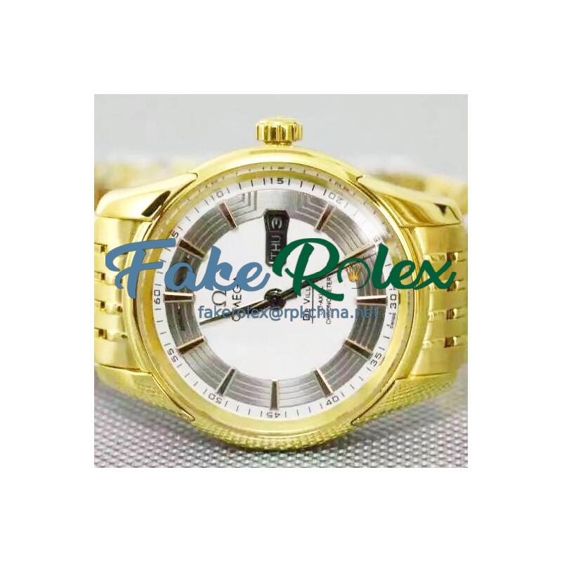 Replica Omega De Ville Hour Vision Yellow Gold White Dial Swiss 8500