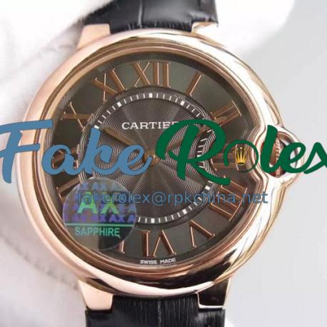 Replica Cartier Ballon Bleu Rose Gold Brown Dial Swiss 2836-2