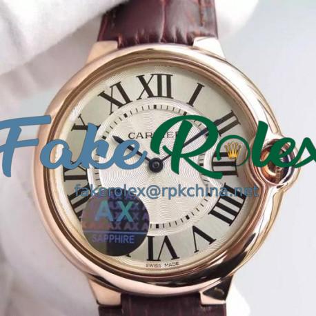 Replica Cartier Ballon Bleu Rose Gold White Dial Swiss 2836-2